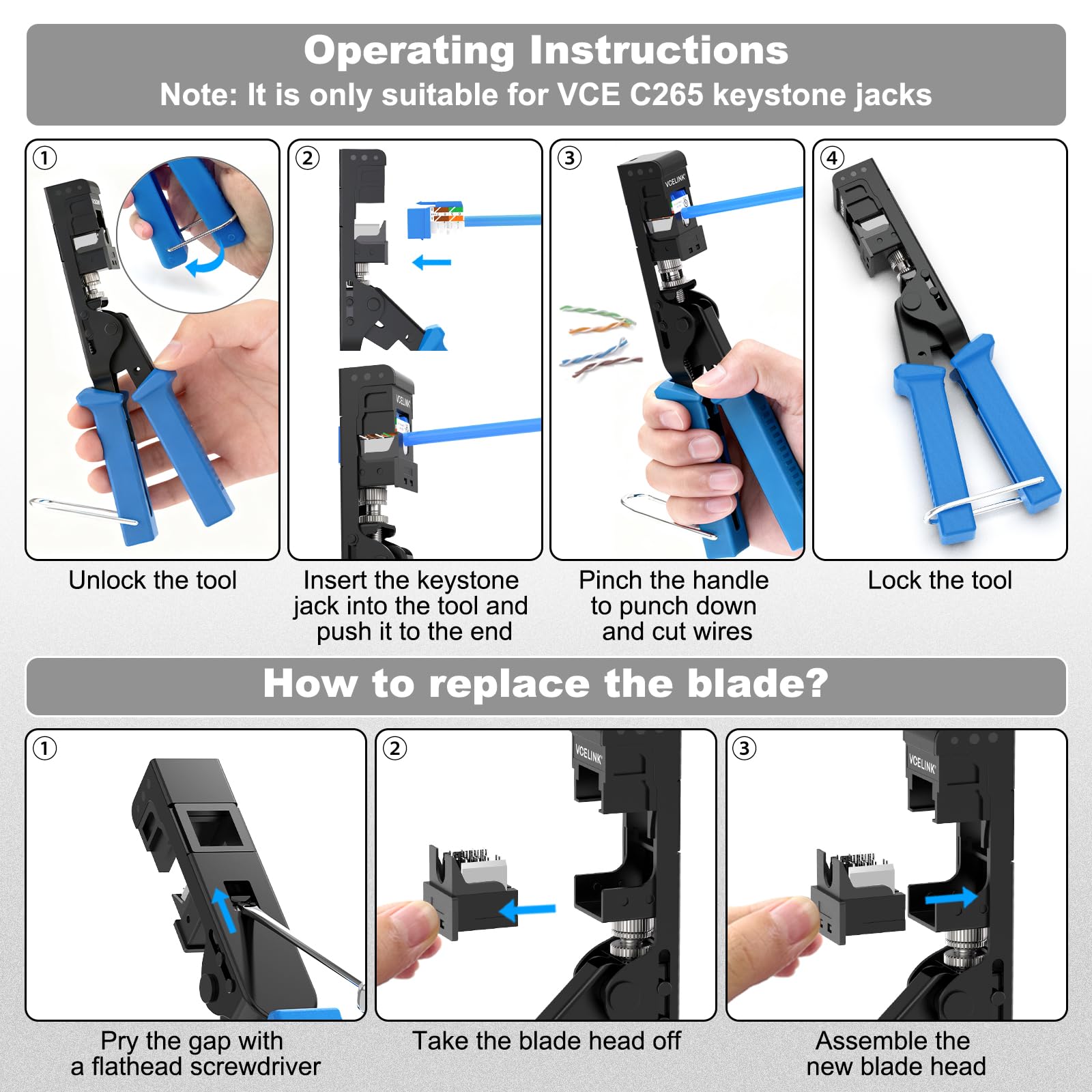 VCELINK Speed Termination Tool packaging with warranty and quick support.