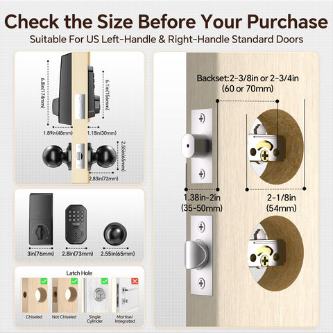 VCHOO durable door thickness range fits most standard doors for versatile installation.