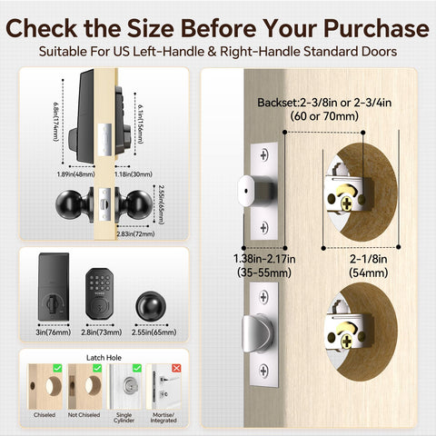 VCHOO emergency USB-C charging option powers unlocking when needed.