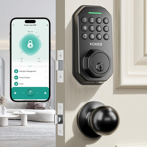VCHOO front door lock with handle enables convenient keyless entry for busy households.