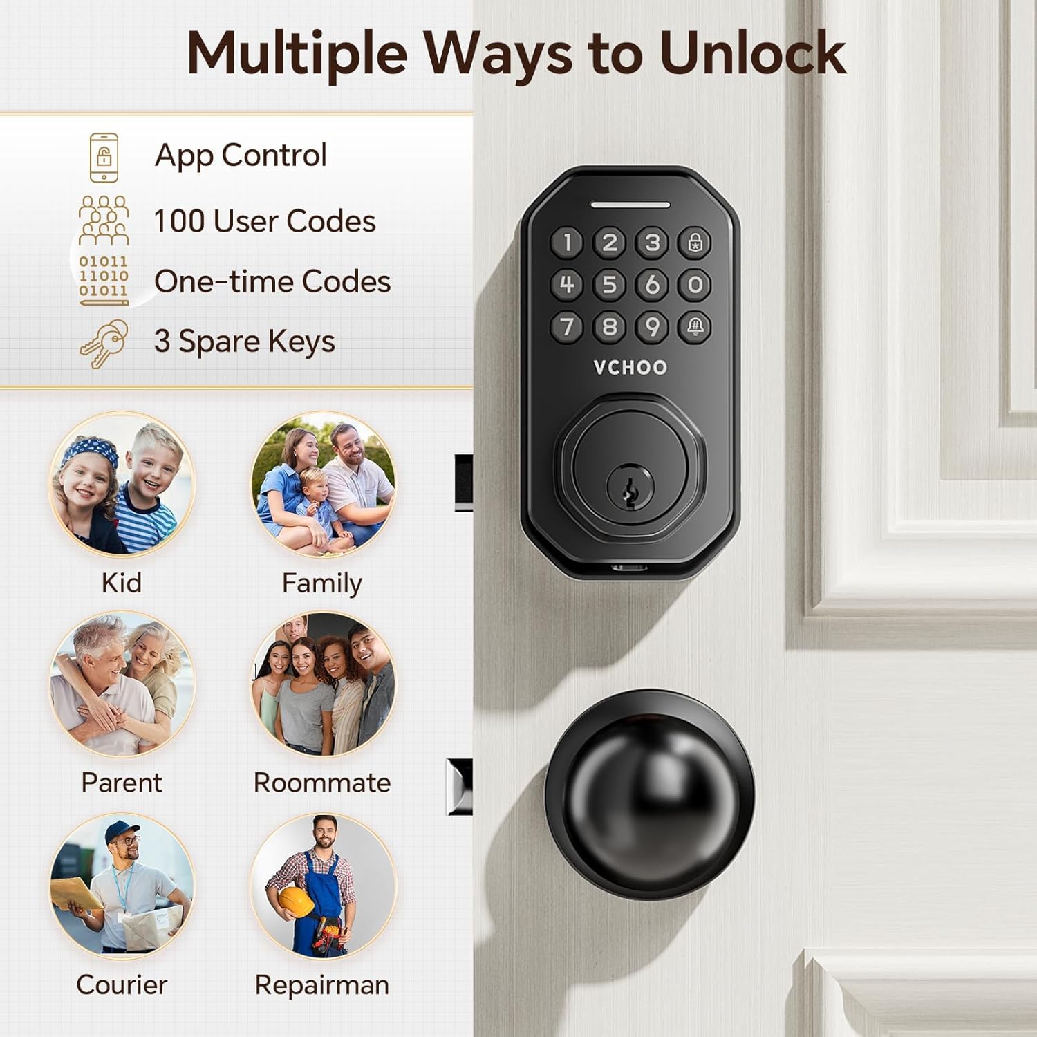 VCHOO low battery indicator signals when to replace power for uninterrupted access.