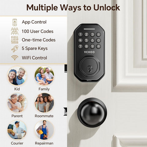VCHOO one-time code management for quick, temporary access.