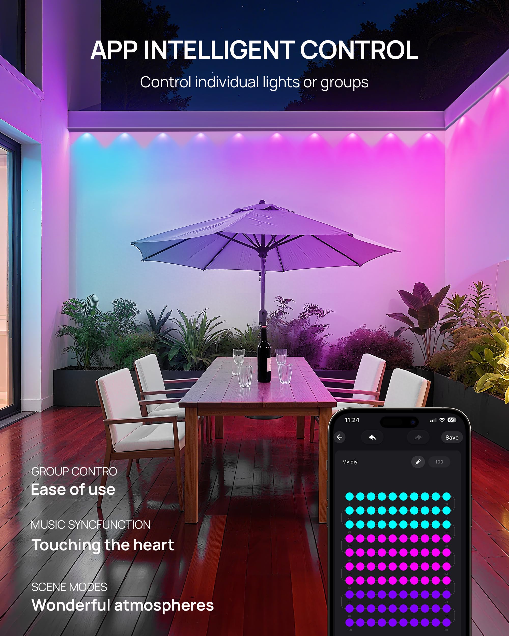 VCOKEN IP65 waterproof design withstands rain and frost for durable outdoor use