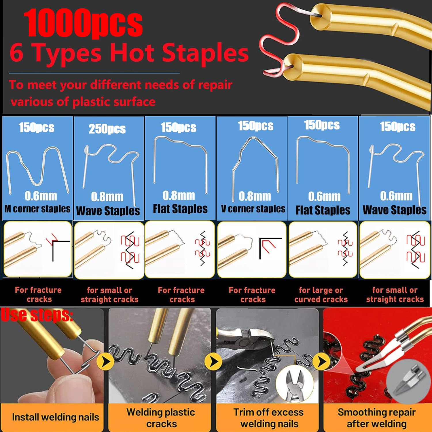 VCTSELITY plastic rods 100pcs for ABS, PP, and more repairs