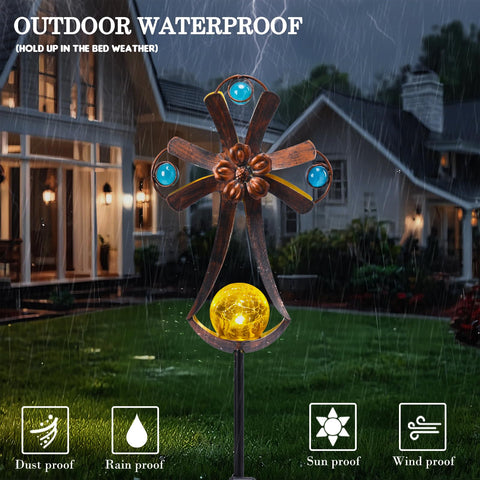 VCUTEKA cross-design stake enhances patio and yard decor