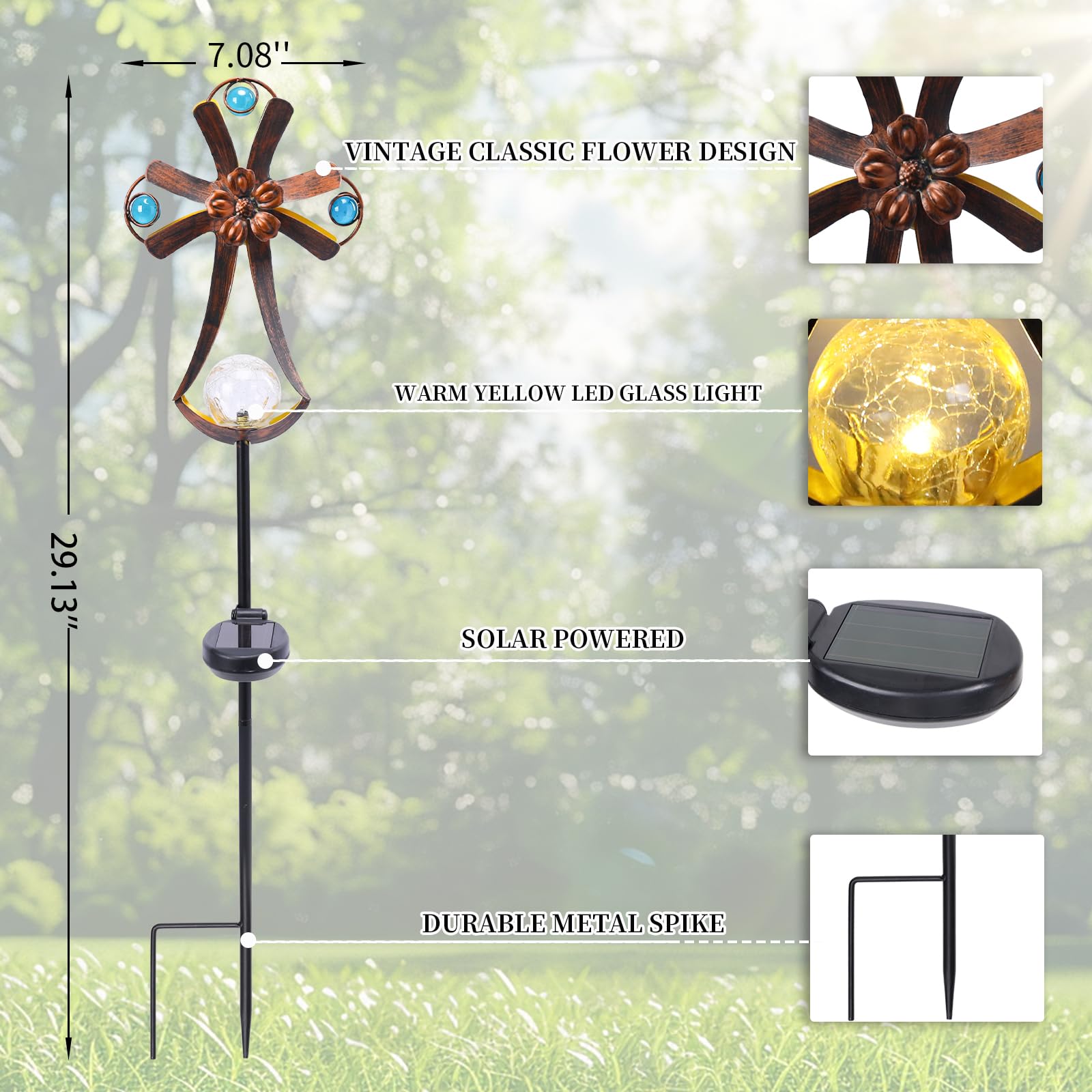VCUTEKA LED cracked crystal ball glows softly for outdoor ambiance