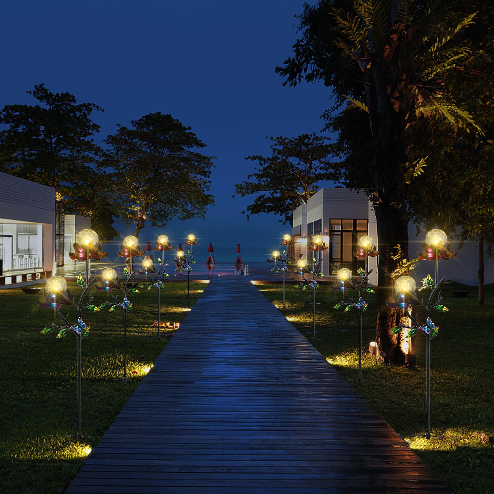 VCUTEKA warm LED glow enhances night-time garden features