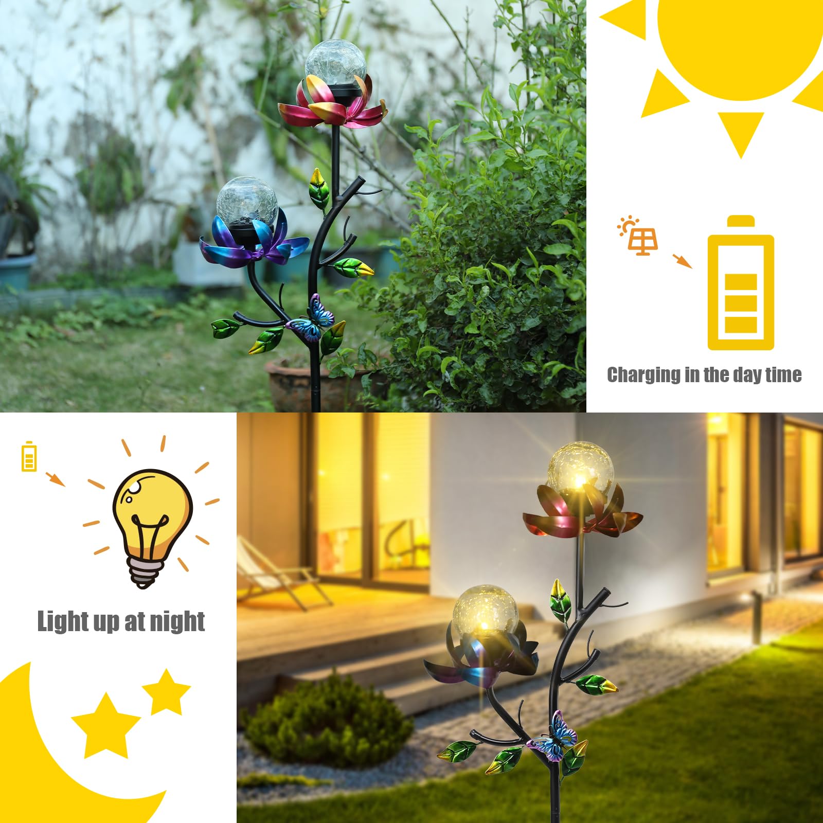 VCUTEKA simple garden stake installs quickly with no wiring