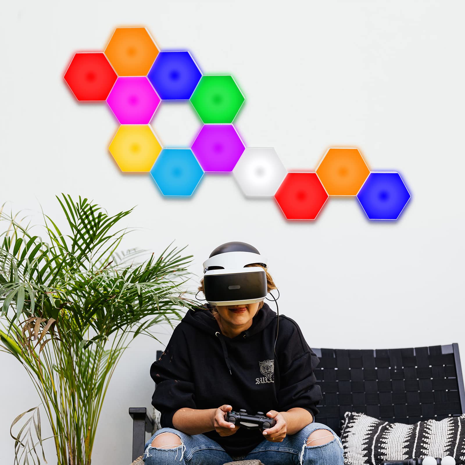 Vcwtty hexagon lights multicolor modes create dynamic ambiance