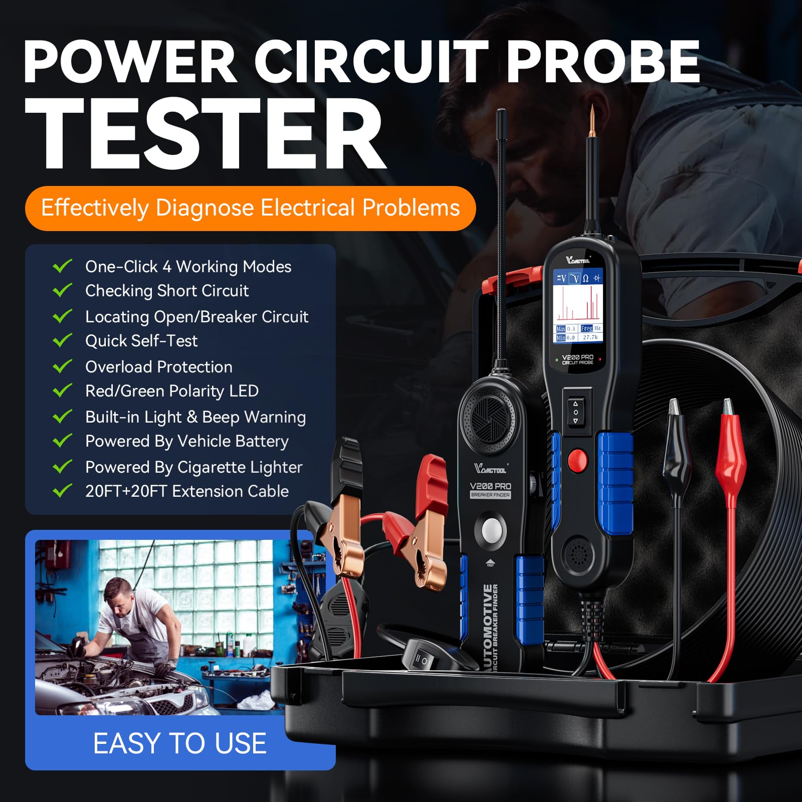 VDIAGTOOL V200 Pro diode and resistance test enables quick checks