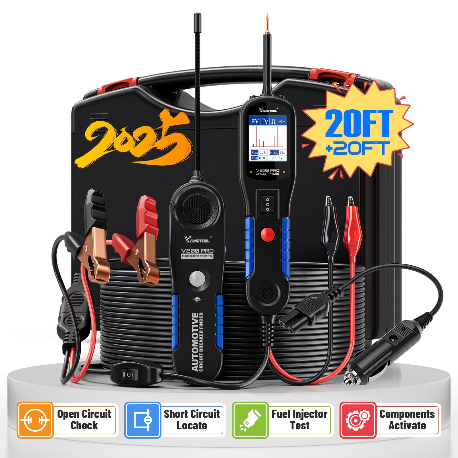 VDIAGTOOL V200 Pro top view showing portable tester for quick circuit checks