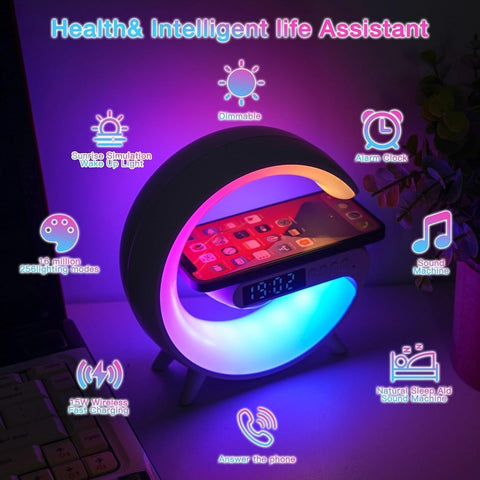 VDZZ lamp with wireless charging area delivering 15W fast charge at bedside