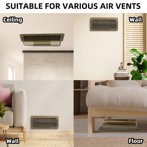 VE NI SCC vent deflector on a ceiling register redirects heat or cool air.