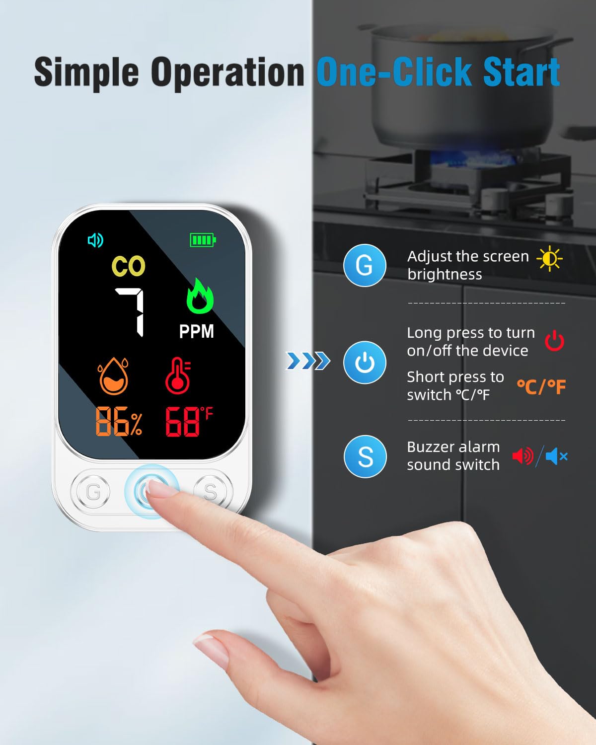 VEAOC indoor and outdoor ready detector placed in home or campsite.