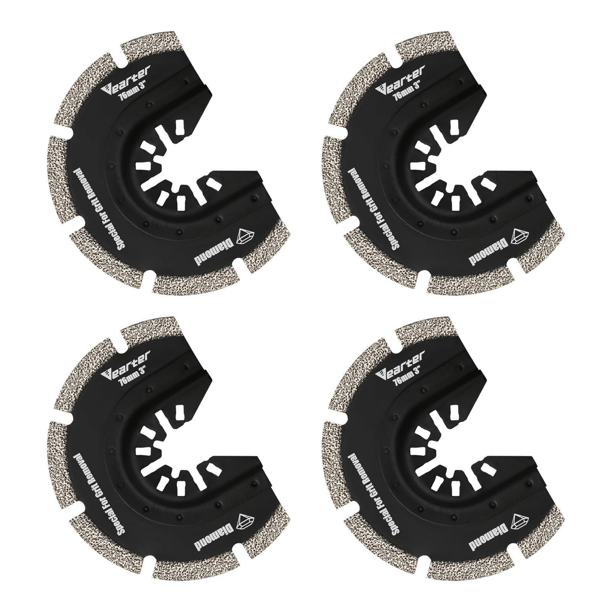 Vearter Diamond Oscillating Saw Blades 3-inch pack for versatile tile work and grout removal.