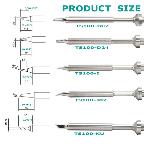 VECO-T TS100 tip closeup shows precise tips for delicate soldering.