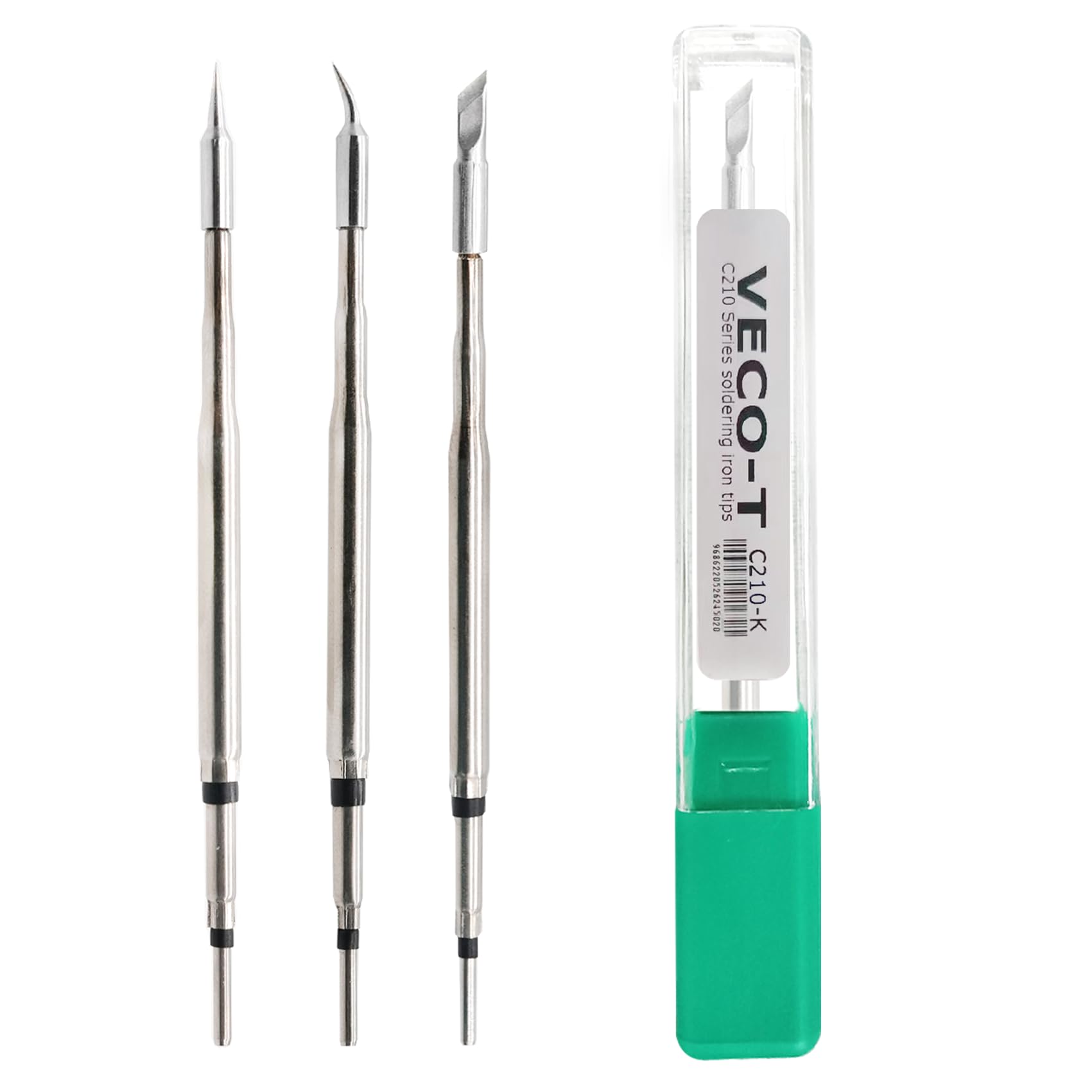 VECO-T C210 solder tip insertion for quick, secure installation.