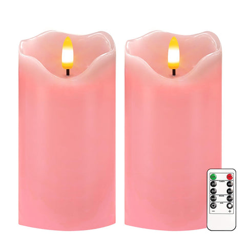 VEEKI pink flameless candles set of 2 for safe, smoke-free ambiance.