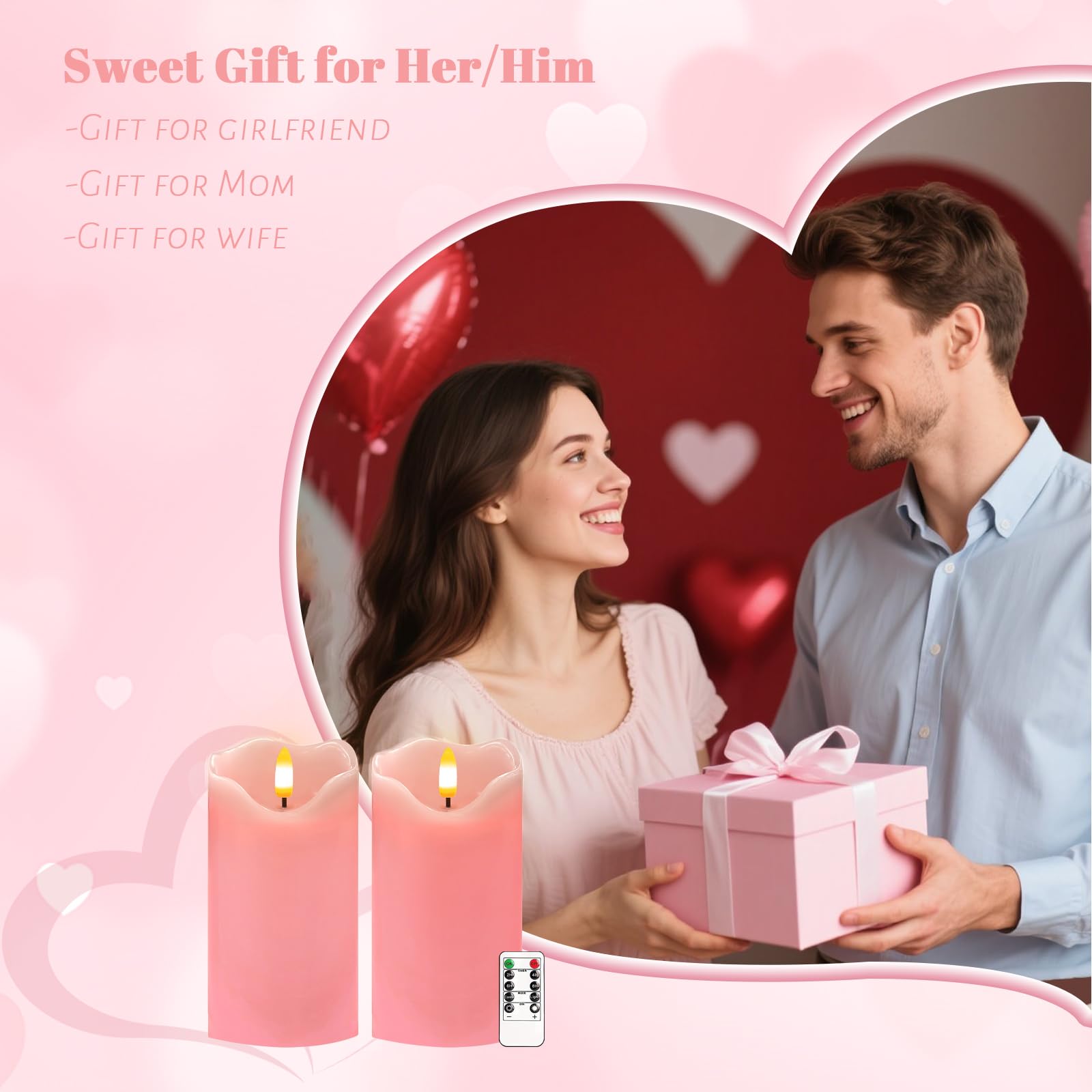 VEEKI pink flameless candles provide smoke-free ambiance around kids and pets.