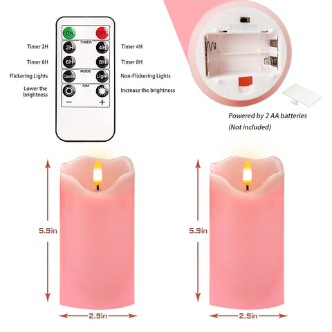 VEEKI pink LED candles ideal for Valentine's Day and holidays.