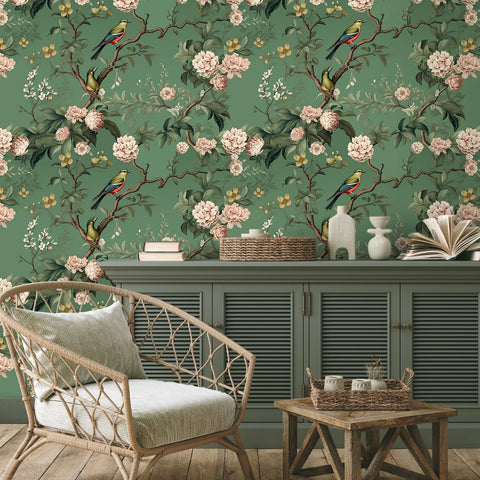 VEELIKE Chinoiserie floral motif detail adds elegant flair to living spaces