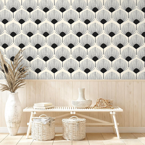 VEELIKE geometric wallpaper alignment demonstrating straight-match design