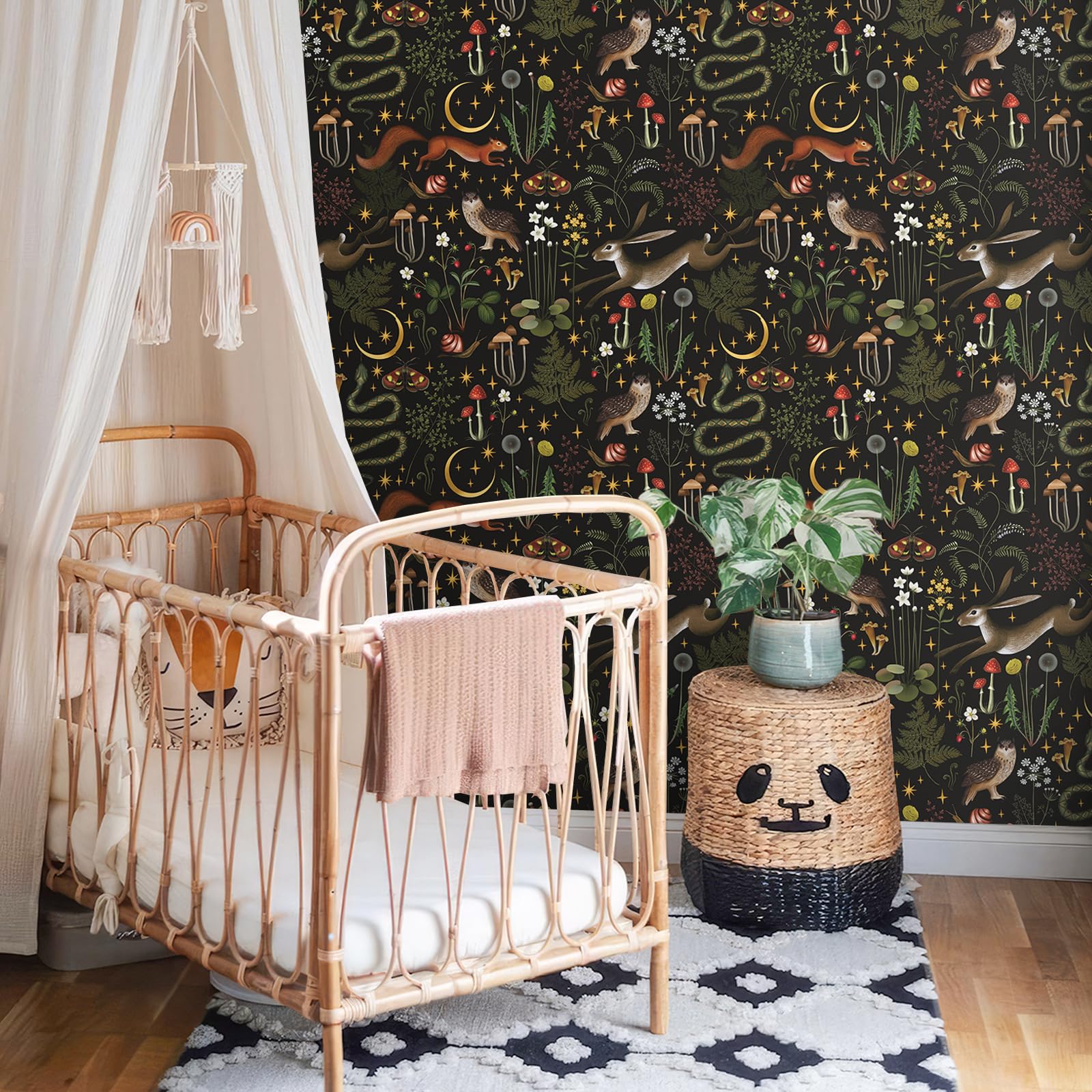 VEELIKE Nursery bedroom wallpaper enhances kids rooms with playful forest imagery.