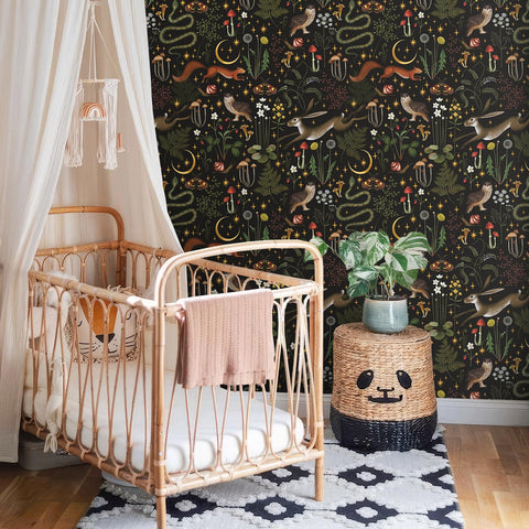 VEELIKE Nursery bedroom wallpaper enhances kids rooms with playful forest imagery.