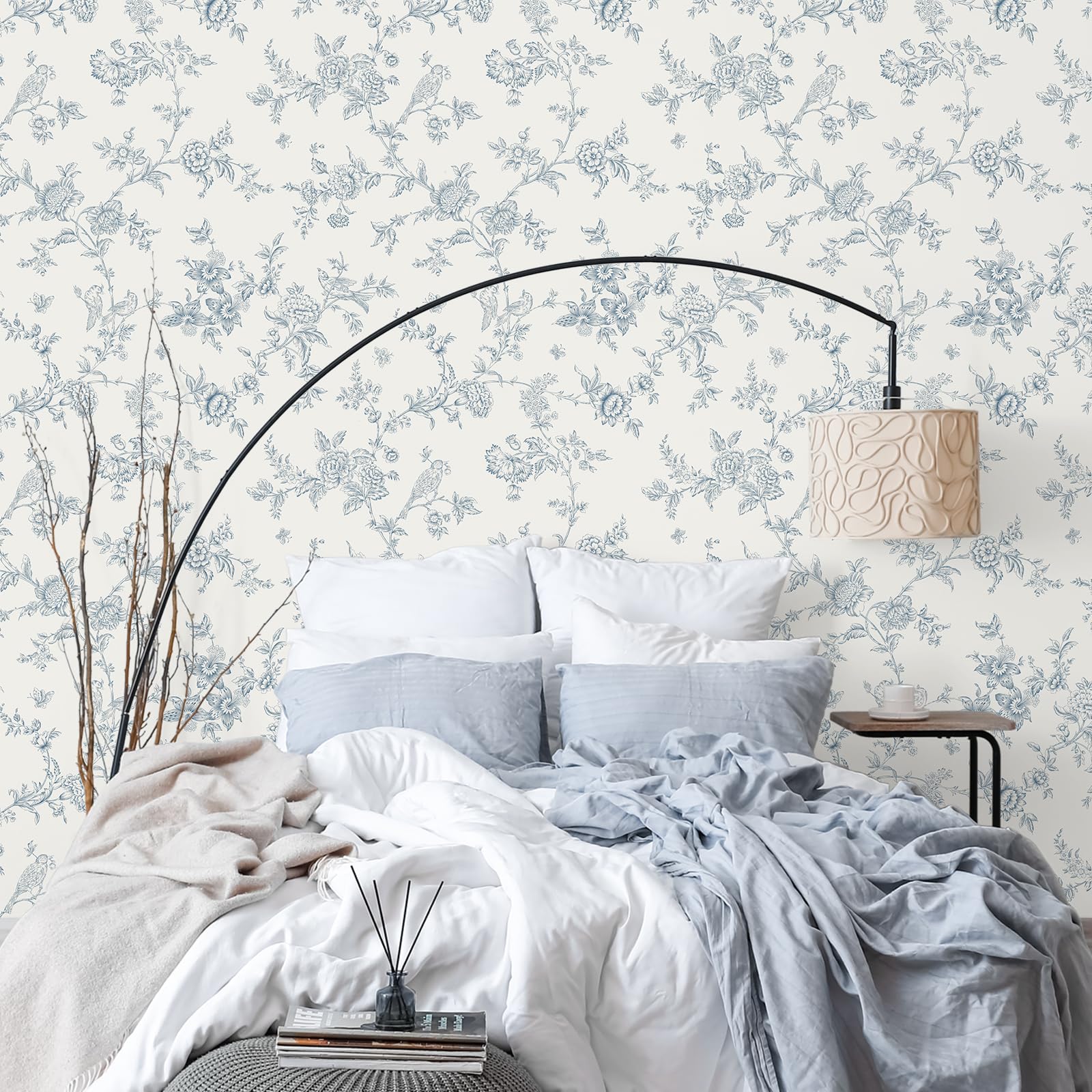 Close-up of Peel-and-Stick application on VEELIKE wallpaper enables easy remodeling.