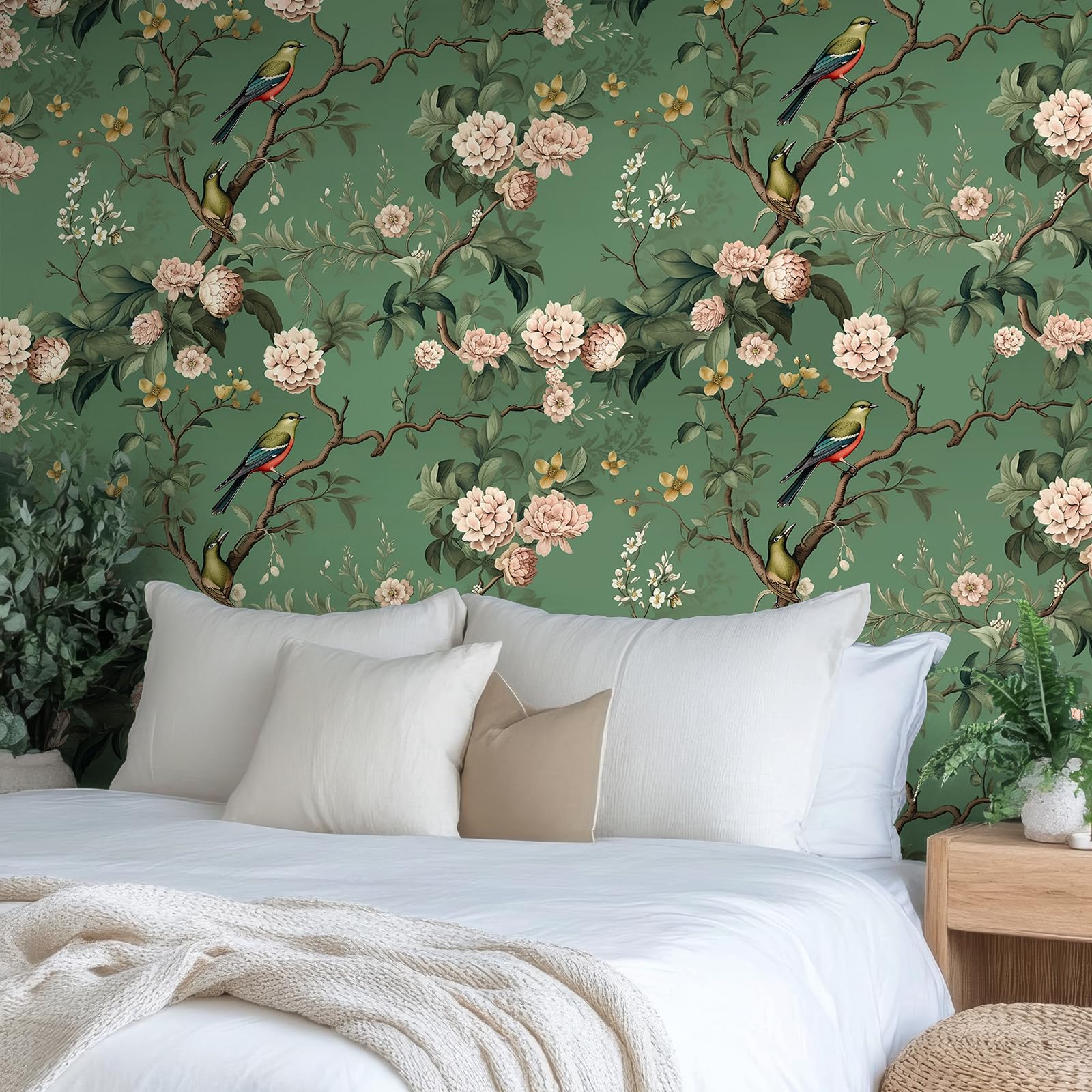 VEELIKE wallpaper closeup shows easy application and durable vinyl quality