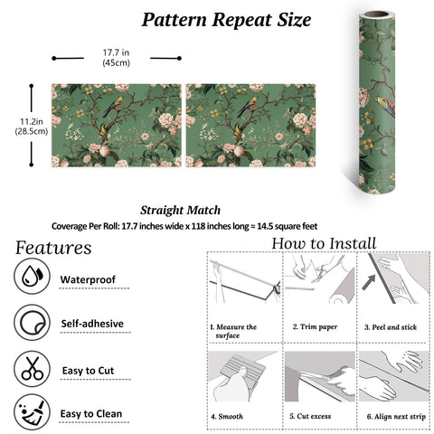 VEELIKE Renter-friendly wallpaper for bedrooms and bathrooms, removable without residue