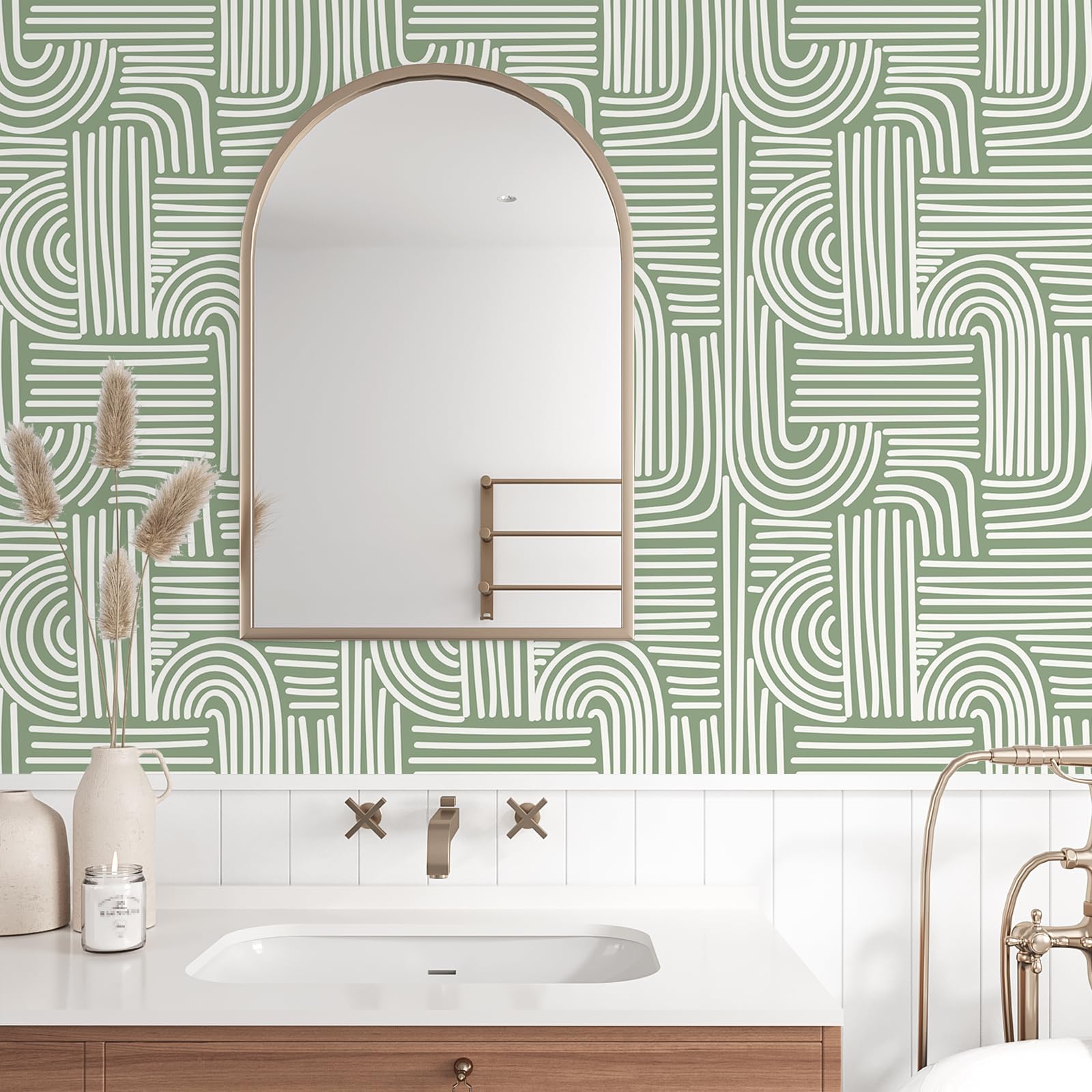 VEELIKE Geometric wallcovering demonstrates water resistance and easy cleaning