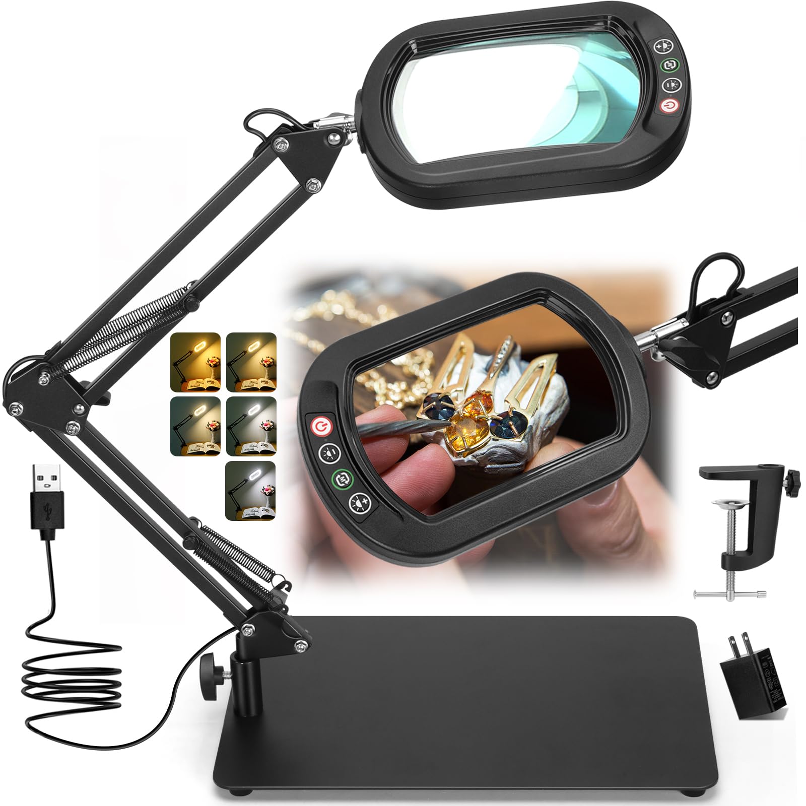 Veemagni 10X magnifying lamp with square lens for precise close-up viewing