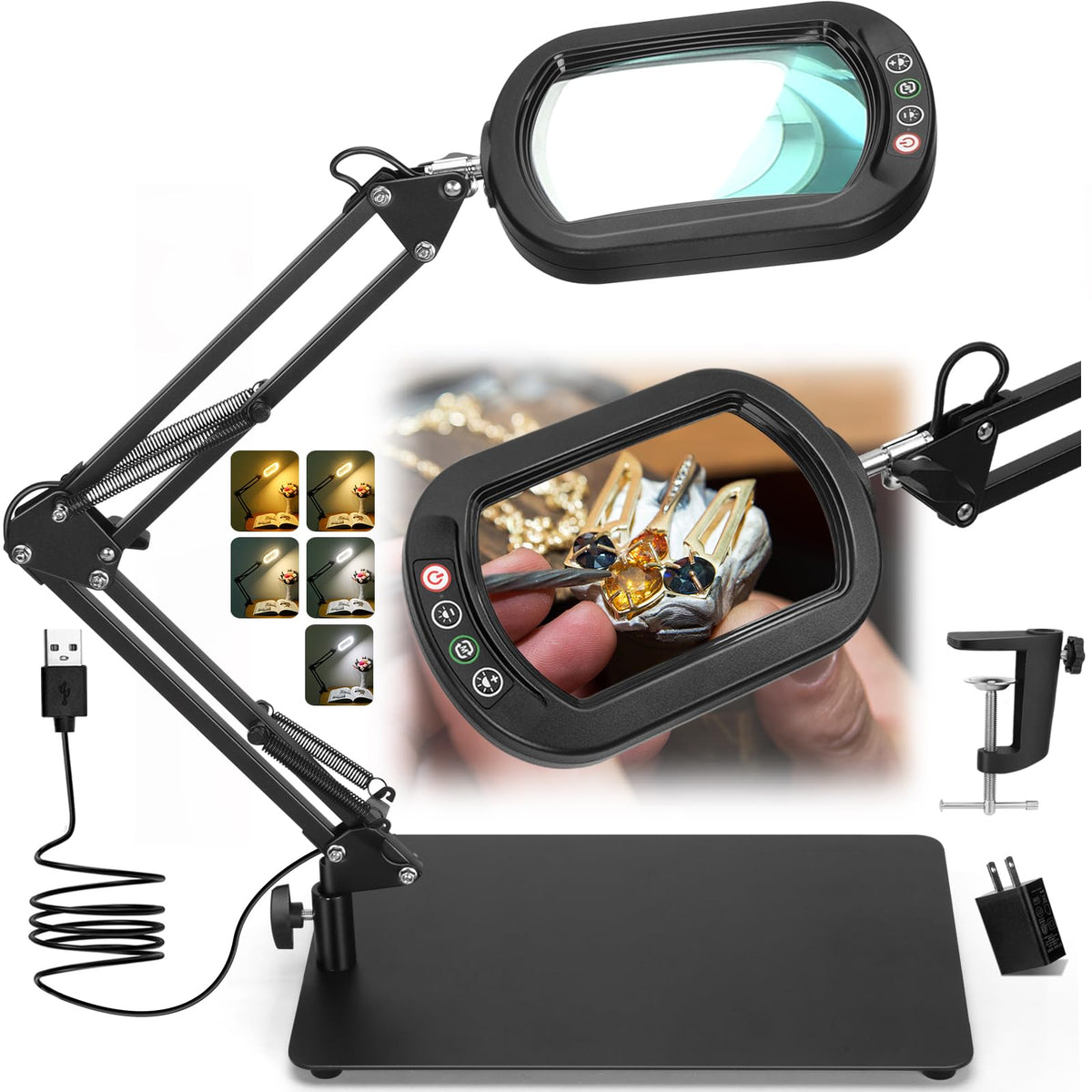 Veemagni 10X magnifying lamp with square lens for precise close-up viewing