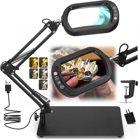 Veemagni 10X magnifying lamp with square lens for precise close-up viewing