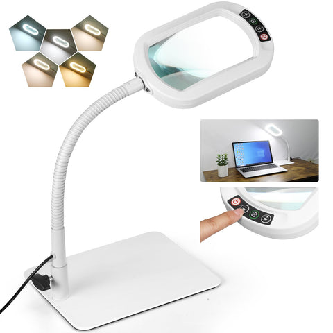 Veemagni 10x rectangle magnifying lamp illuminates detailed reading and crafting.