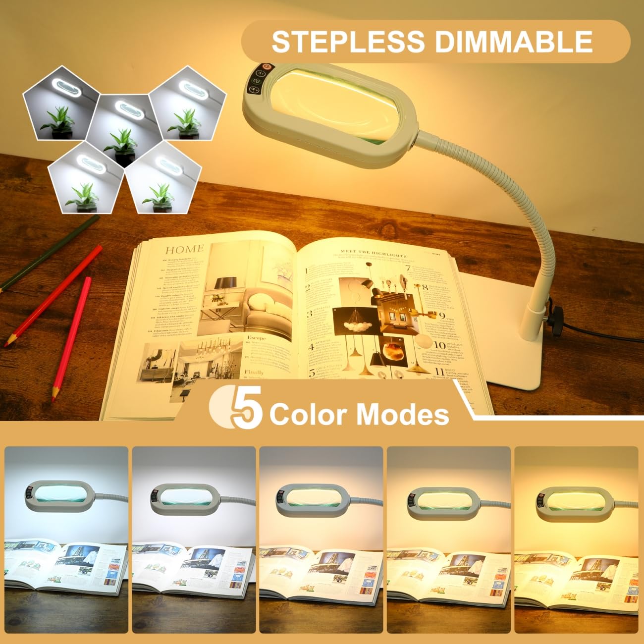 Veemagni flexible gooseneck directs light for precise close-up work.