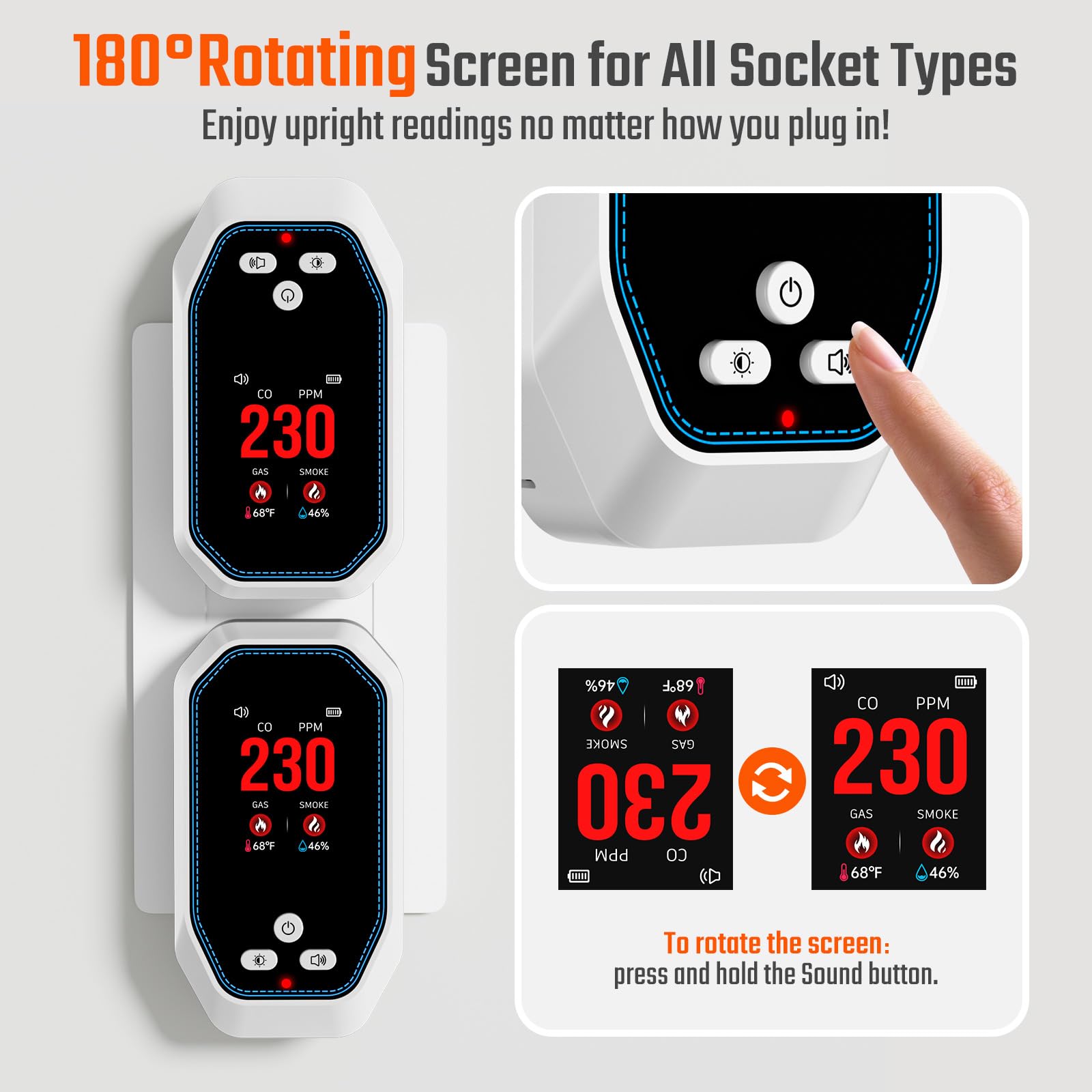 Veevvio 90dB alarm with visual flash signals danger quickly and clearly.