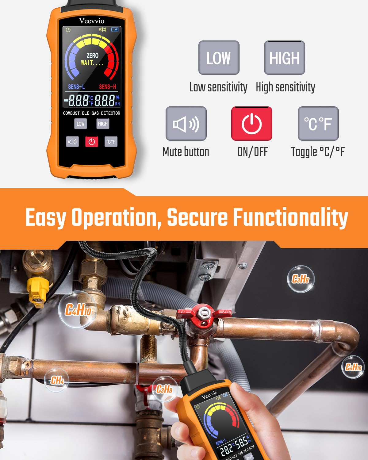 Veevvio low battery indicator preventing inaccurate measurements
