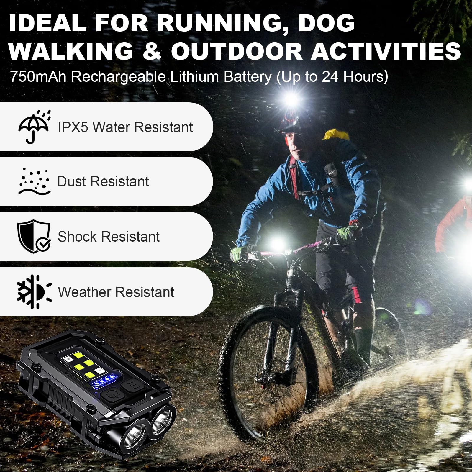 Vefhby IP65 waterproof design withstands rain and splashes