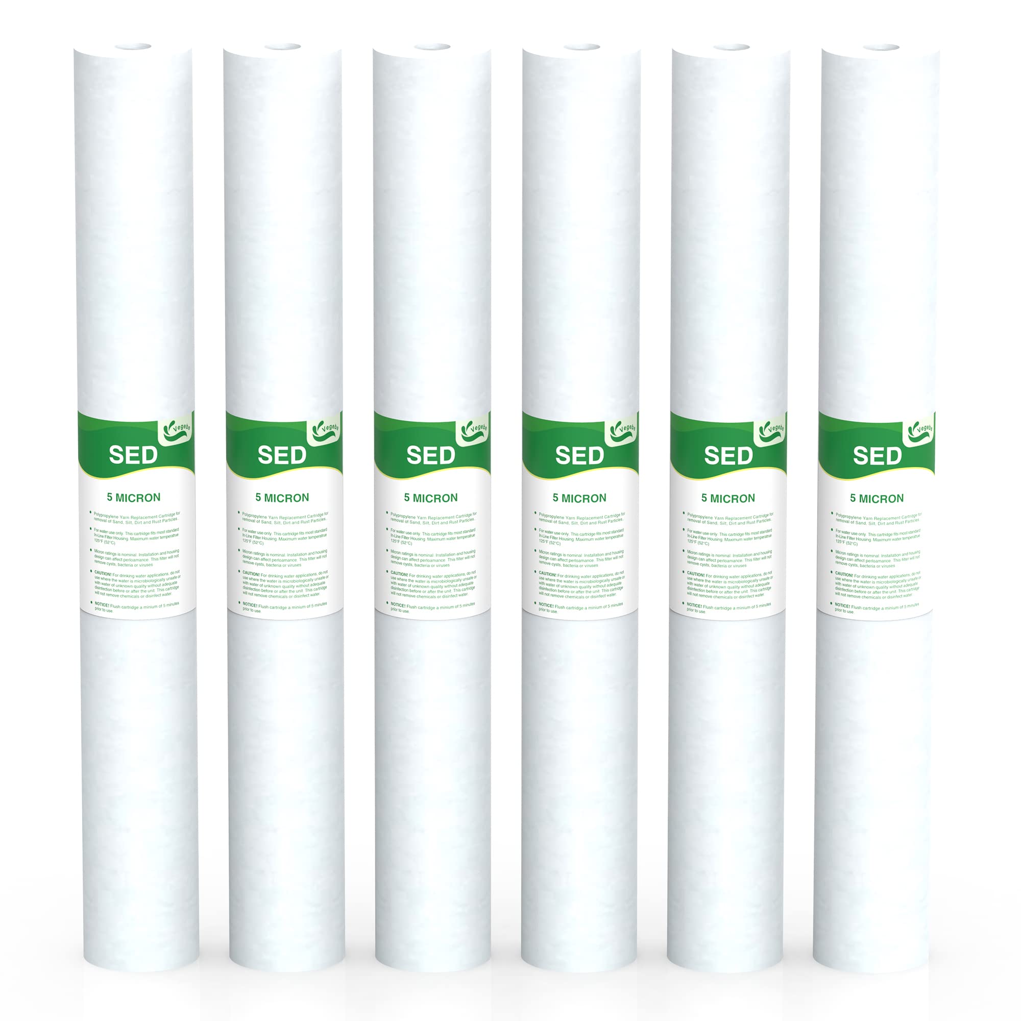Vegebe 5-micron sediment filter installed in a 20x2.5-inch housing improves water clarity.