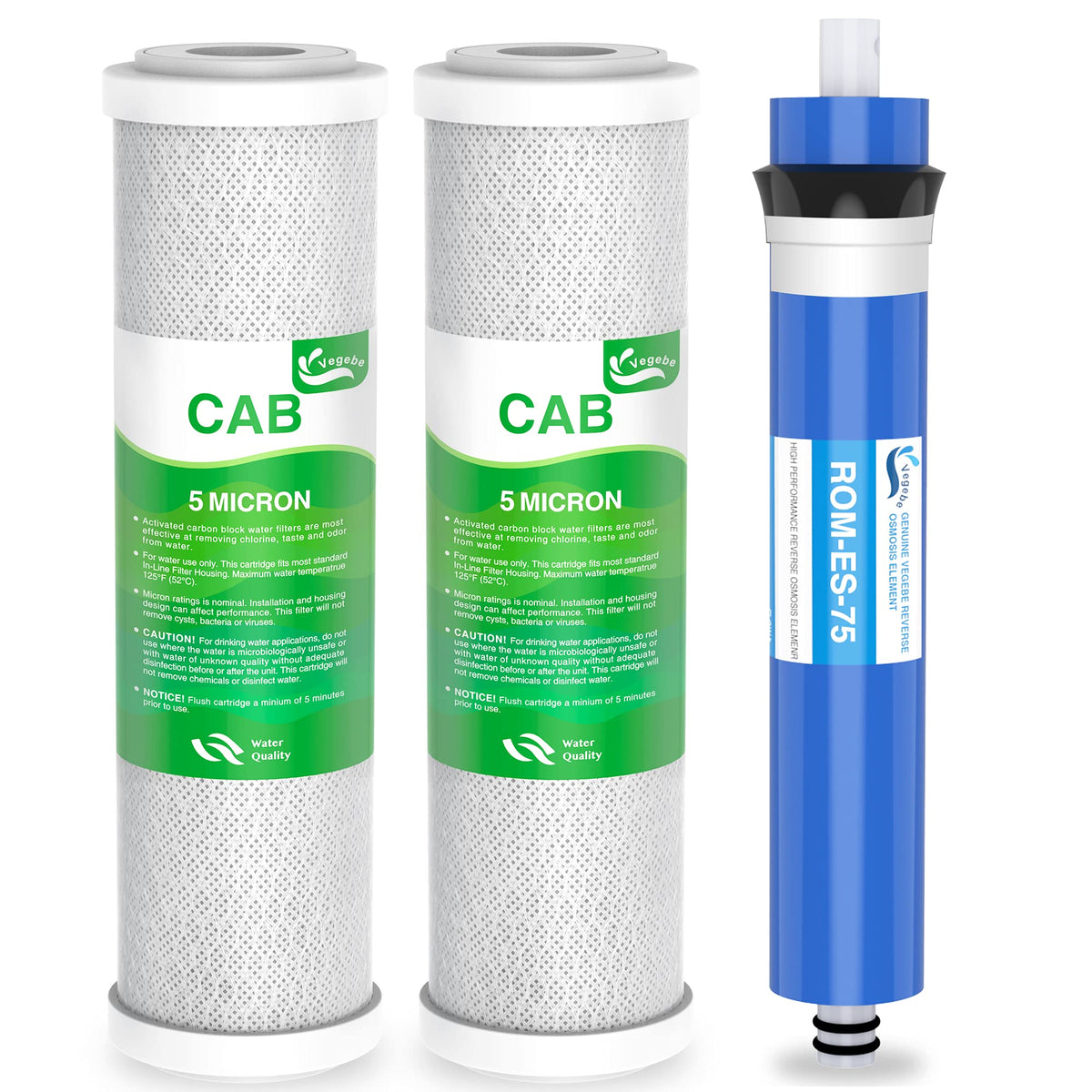 Vegebe combo pack carbon block filters for clearer, better-tasting water.