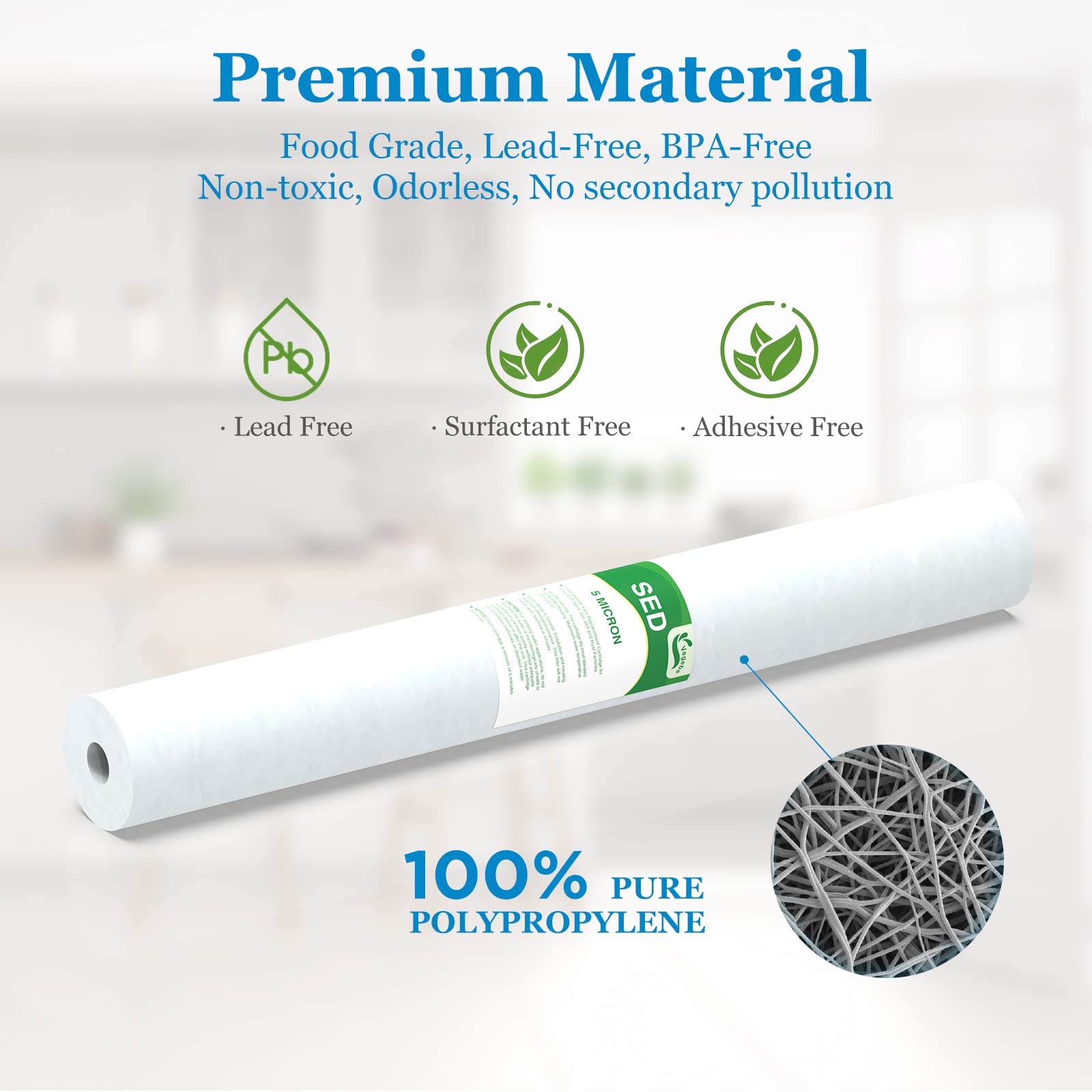Vegebe universal 20-inch housing fit ensures broad compatibility with filter setups.