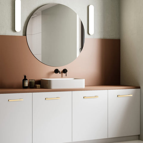 VEHCIL brushed gold pulls installed on a dresser for a refreshed look.