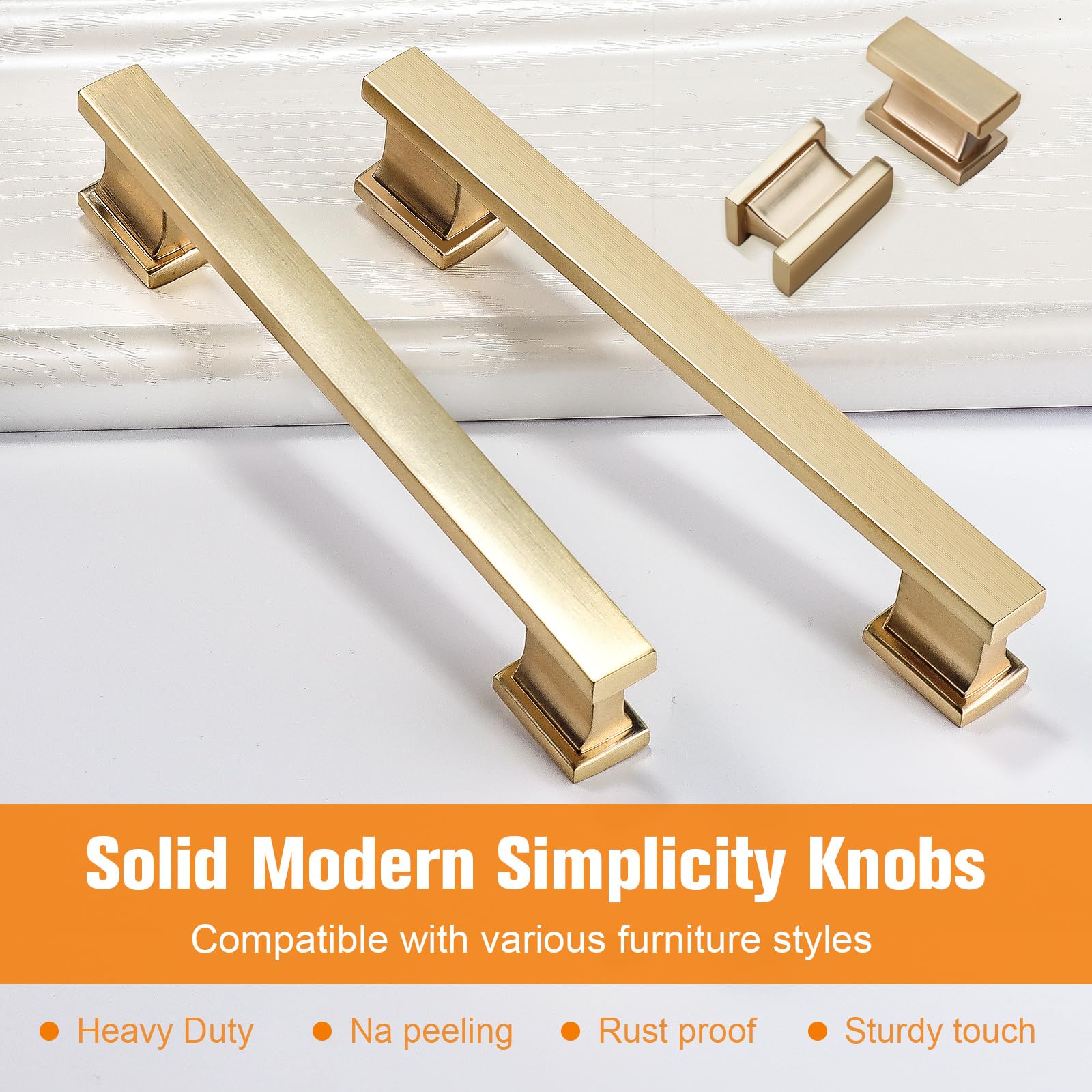 VEHCIL rectangular brushed gold knob complements various furniture styles.
