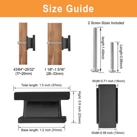 VEHCIL square matte black kitchen drawer knob adds contemporary contrast