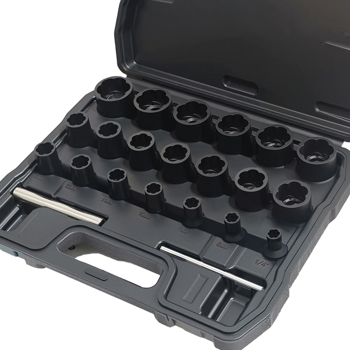 VEHIRETL bolt nut extractor set full kit for removing damaged fasteners