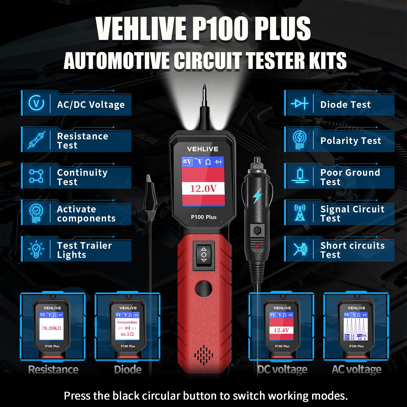 VEHLIVE P100 Plus side LED lights improve visibility in tight spaces