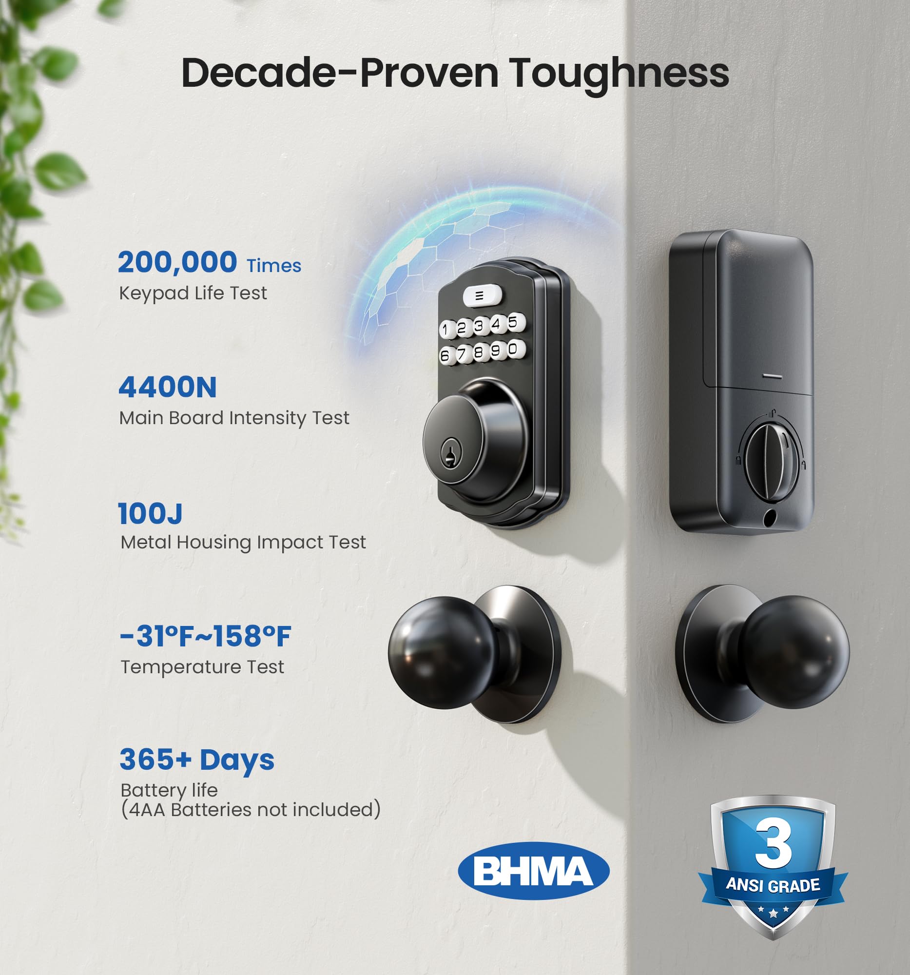 Veise ANSI Grade 3 keypad lock for durable, weather-ready performance