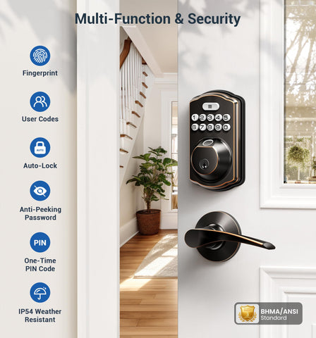 Veise auto-lock system reduces risk of unlocked doors at night.